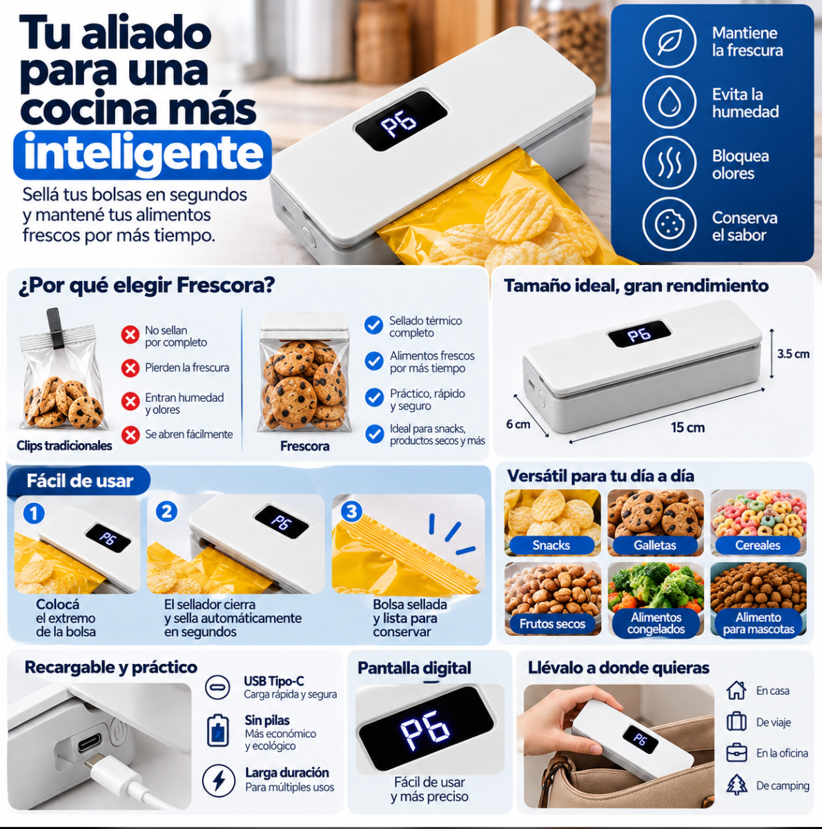 Mini sellador de bolsas